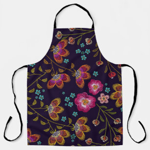 Embroidered flowers: fashion seamless pattern apron