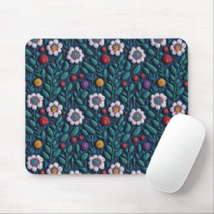 embroidered flowers mouse mat