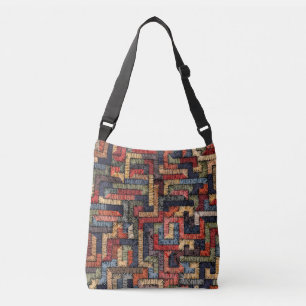 Embroidered geometric, ethnic texture crossbody bag