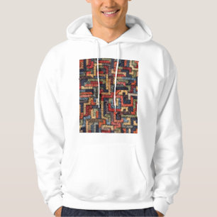 Embroidered geometric, ethnic texture hoodie