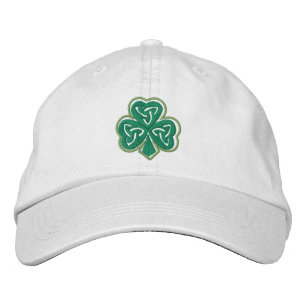 Embroidered Green Clover Celtic Cap