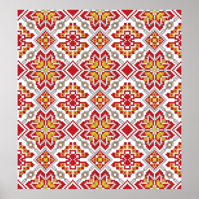 Embroidered handmade cross-stitch ethnic Ukraine p Poster (Front)