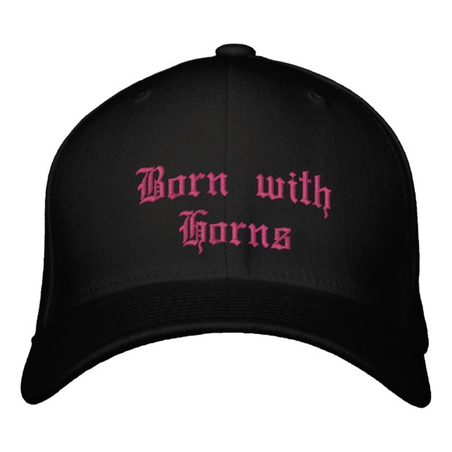 Embroidered Hat- Born with Horns Embroidered Hat (Front)