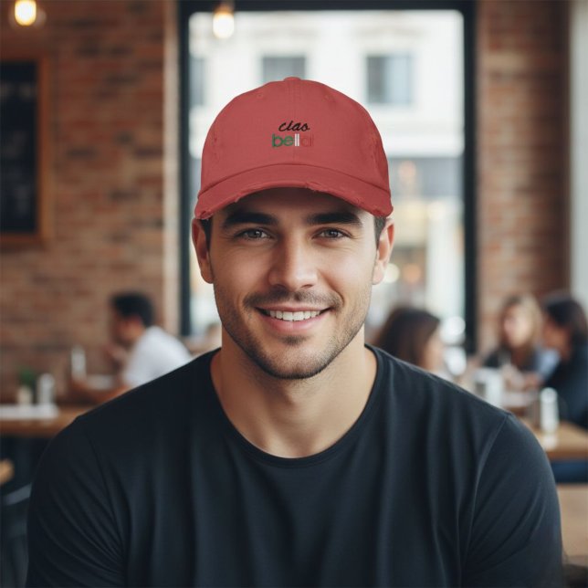 Embroidered hat,ciao bella,minimalist,italian gift hat (Creator Uploaded)