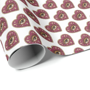 Embroidered Heart Wrapping Paper