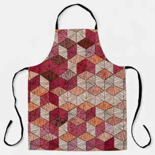 Embroidered Hexagons: Bohemian Patchwork Print. Apron