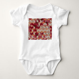 Embroidered Hexagons: Bohemian Patchwork Print. Baby Bodysuit