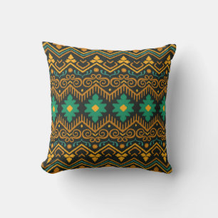 Embroidered Ikat Fabric Ethnic Design Cushion
