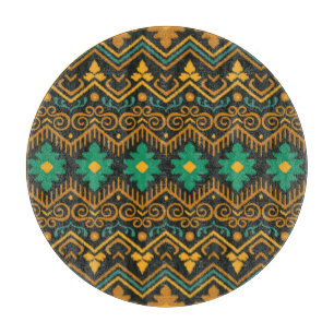 Embroidered Ikat Fabric Ethnic Design Cutting Board