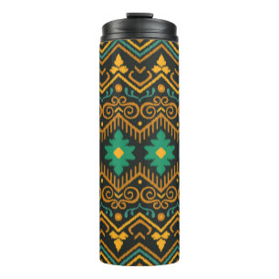 Embroidered Ikat Fabric Ethnic Design Thermal Tumbler