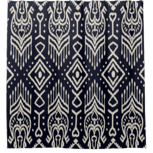 Embroidered Ikat Fabric: Ethnic Elegance. Shower Curtain