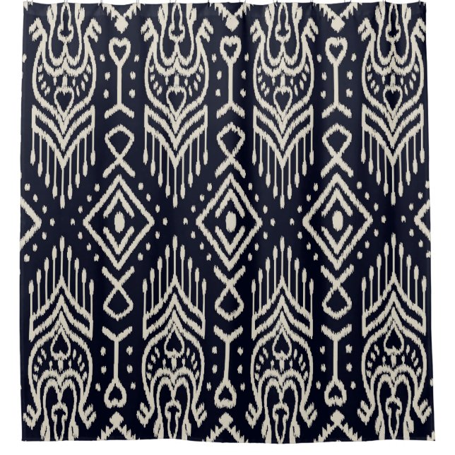 Embroidered Ikat Fabric: Ethnic Elegance. Shower Curtain (Front)