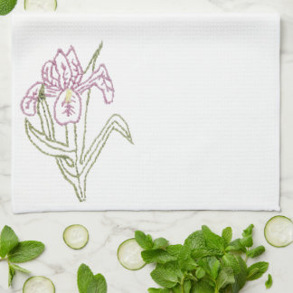 Embroidered Iris Design MoJo Kitchen towel