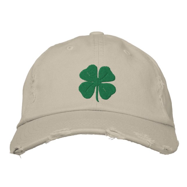 Embroidered Irish Four Leaf Clover Hat (Front)