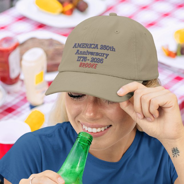 Embroidered Khaki Navy & Red Thread Adjustable Cap (Creator Uploaded)