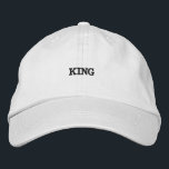 Embroidered King Handsome Text on White Cotton Cap<br><div class="desc">Command attention with this white adjustable cap,  embroidered with striking "King" text. The cotton fabric delivers comfort and style,  while the adjustable closure guarantees a perfect fit for those seeking a touch of royalty.</div>