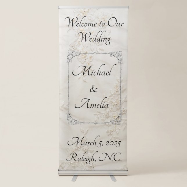 Embroidered Lace Wedding Banner (Front)