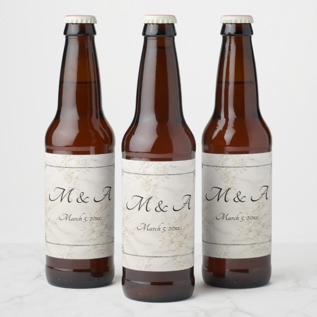 Embroidered Lace Wedding Beer Bottle Labels  (Bottles)