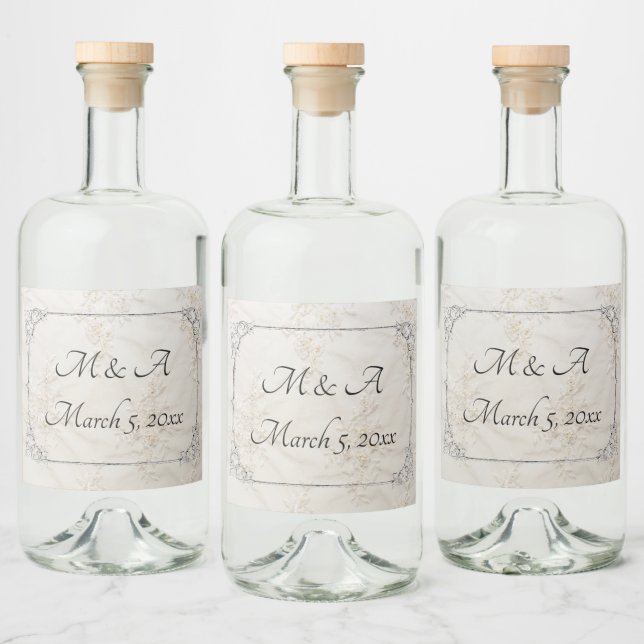 Embroidered Lace Wedding Bottle Label (Bottles)