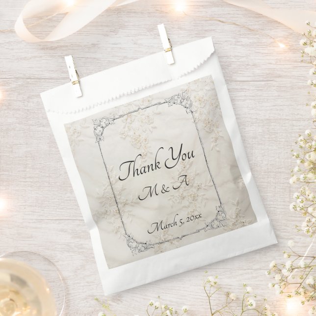 Embroidered Lace Wedding Favour Bags (Clipped)