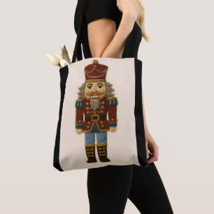 Embroidered Look Christmas Nutcracker Tote Bag