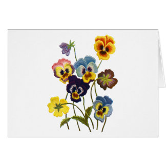 Embroidered Parade of Pansies