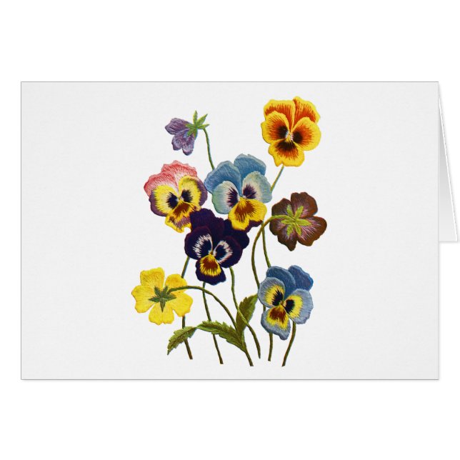 Embroidered Parade of Pansies (Front Horizontal)