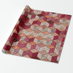 Embroidered patchwork seamless pattern. Bohemian. Wrapping Paper