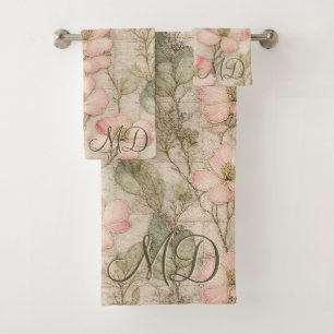Embroidered Pattern Meadow Wildflower Bloom Bath Towel Set