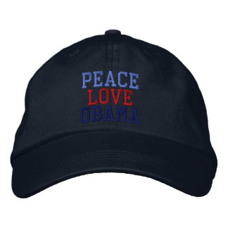 Embroidered Peace Love Obama Ball Cap