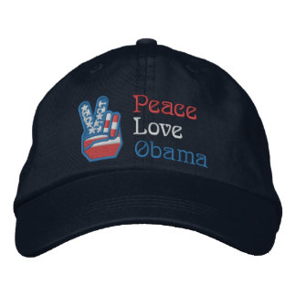 Embroidered Peace, Love, Obama Embroidered Hat