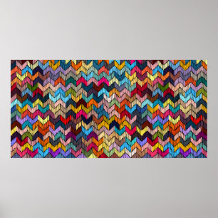 Embroidered seamless geometric pattern. Ornament E Poster