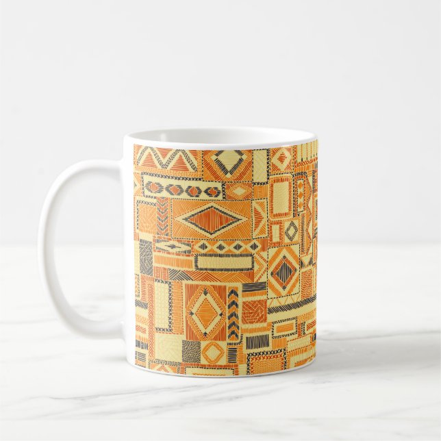 Embroidered seamless patchwork pattern. Bohemian o Coffee Mug (Left)