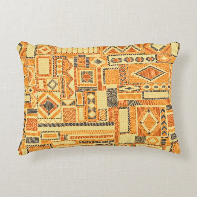 Embroidered seamless patchwork pattern. Bohemian o Decorative Cushion (Front)