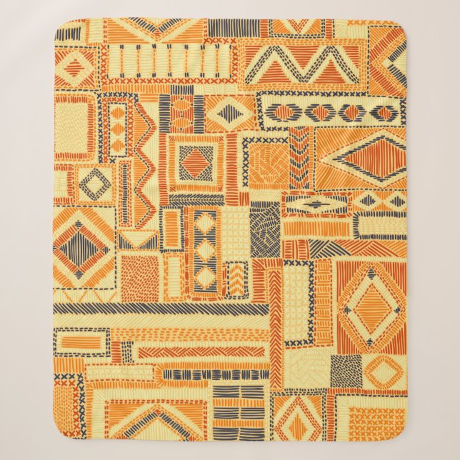 Embroidered seamless patchwork pattern. Bohemian o Sherpa Blanket (Front)