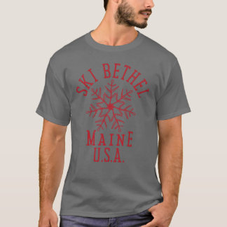 Embroidered Snowflake Bethel Maine USA Red T-Shirt