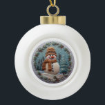 Embroidered Snowman  Ceramic Ball Christmas Ornament<br><div class="desc">Embroidery effect makes this snowman a stunning ornament for your Christmas tree or for a Christmas gift. Add a name on the front it you want to personalise!</div>