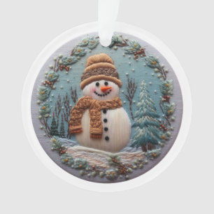 Embroidered Snowman  Ornament