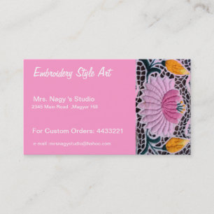 embroidered water lilly in kalocsai style business card