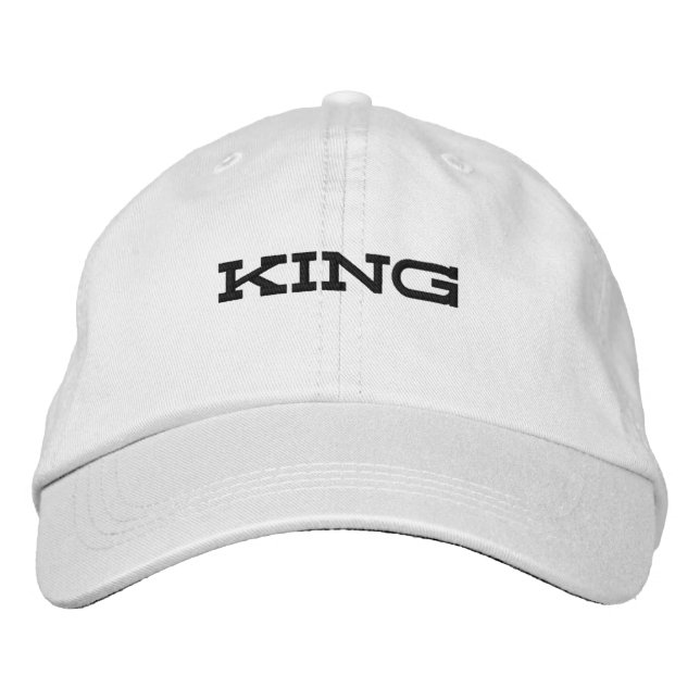 Embroidered White Colour Hats Caps King Text (Front)