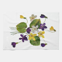 Embroidered White, Yellow and Purple Violets