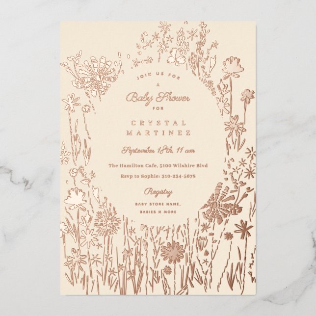 Embroidered Wildflower Floral Meadow Baby Shower (Front)