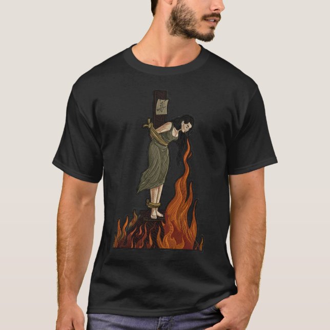 Embroidered Witch Burning Cigarette  T-Shirt (Front)