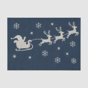 Embroidery Christmas Night Sky Santa Sleigh Tissue Paper