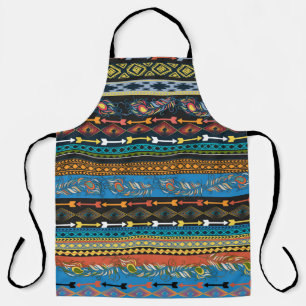 Embroidery colourful simplified ethnic feathers pa apron