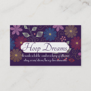 Embroidery cross stitch hand sewing flowers business card
