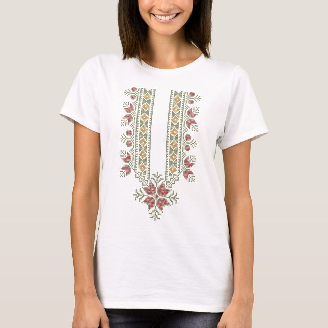Embroidery Design Pattern #14 Palestinian Tatreez T-Shirt (Front)
