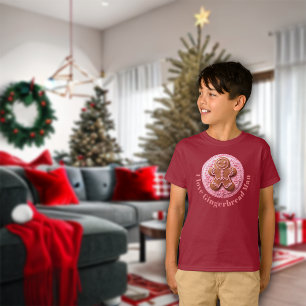 Embroidery Effect Christmas Gingerbread Man T-Shirt