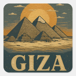 Embroidery Egyptian Pyramids of Giza Great Pyramid Square Sticker