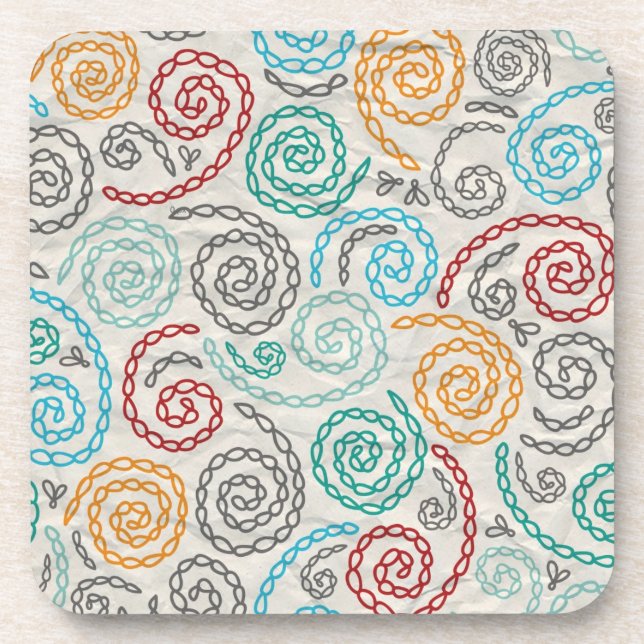 Embroidery fancy rumpled paper coaster (Front)